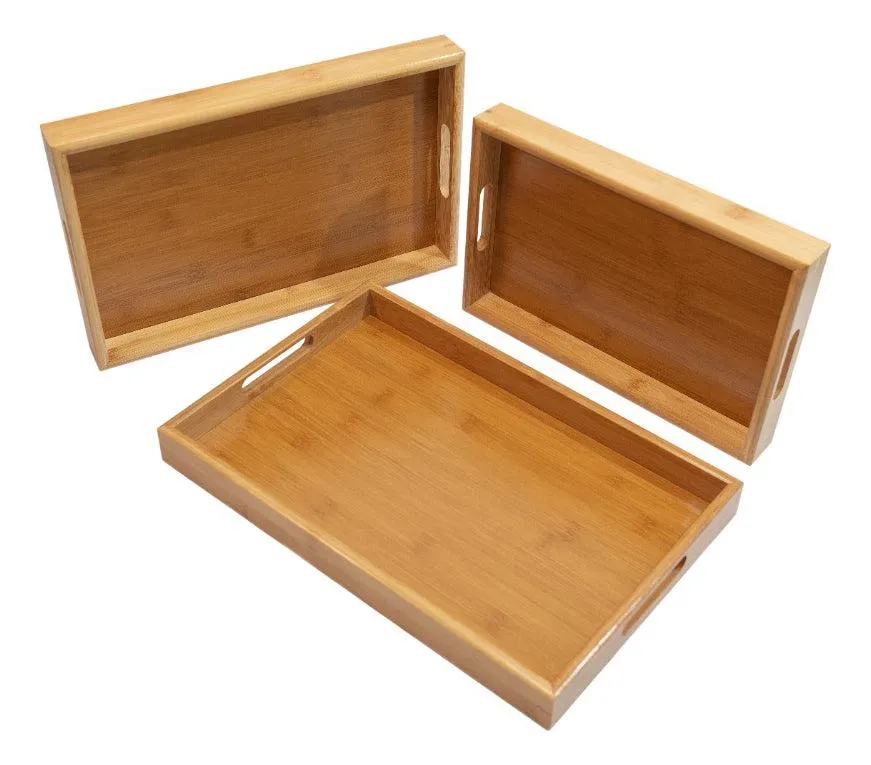 Ecowood Set De 3 Charolas De Bambú de Distintos Tamaños