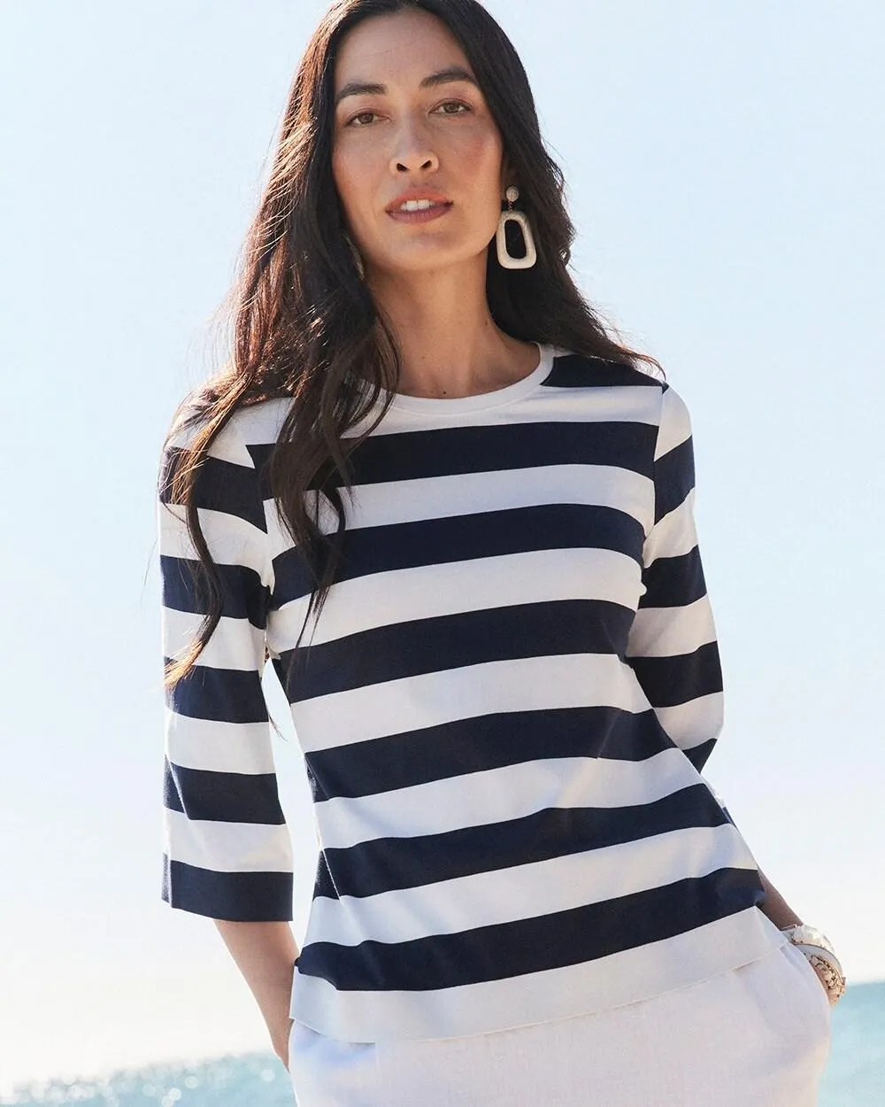 A-line Sleeve Stripe Tee