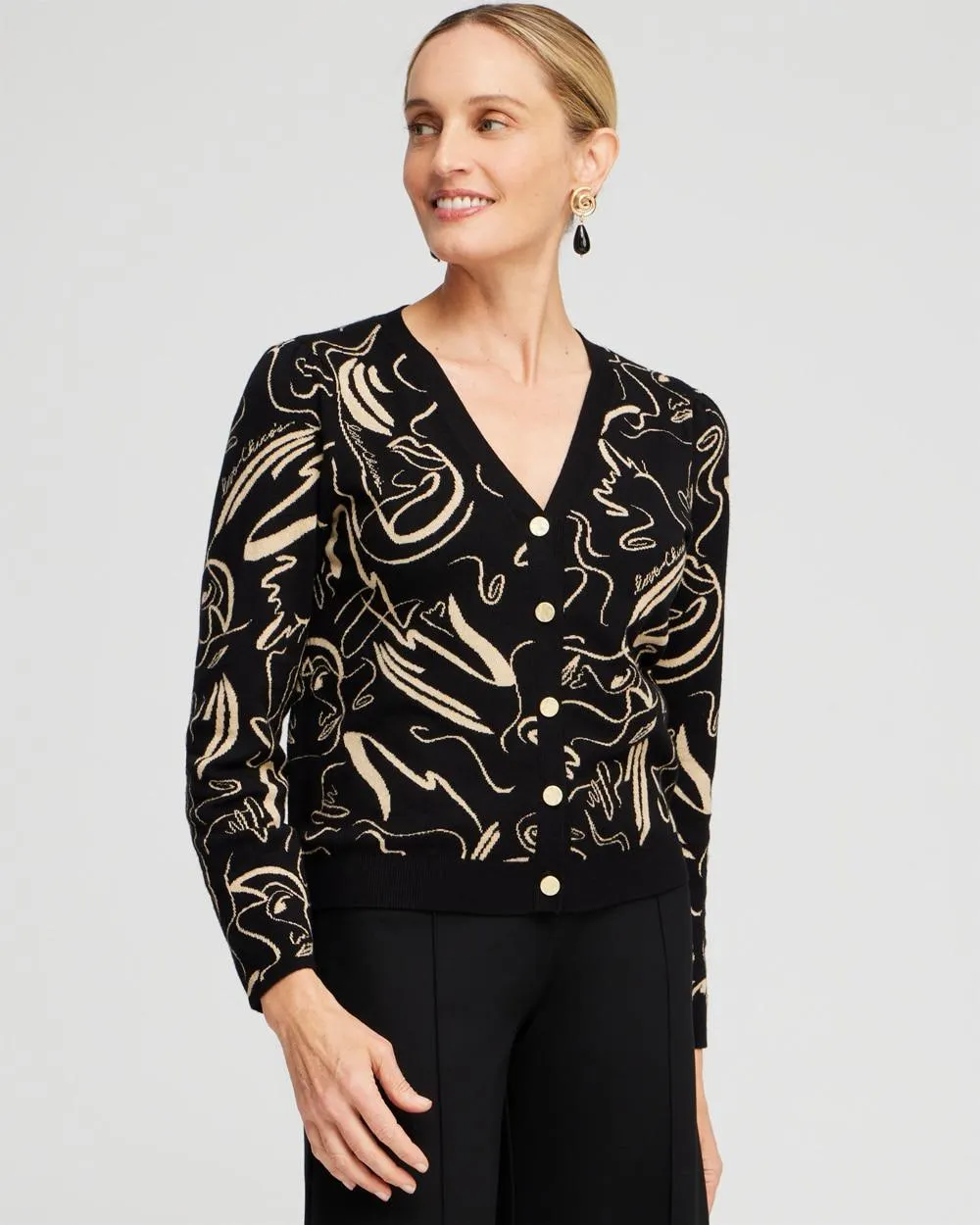 Lurex Button Front Cardigan