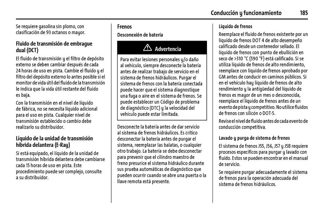 Catálogo de Chevrolet Corvette Stingray Manual del propietario 22 de enero al 31 de diciembre 2025 - Pagina 186