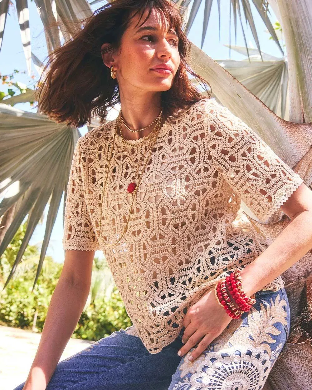 Short-Sleeve Crochet Top