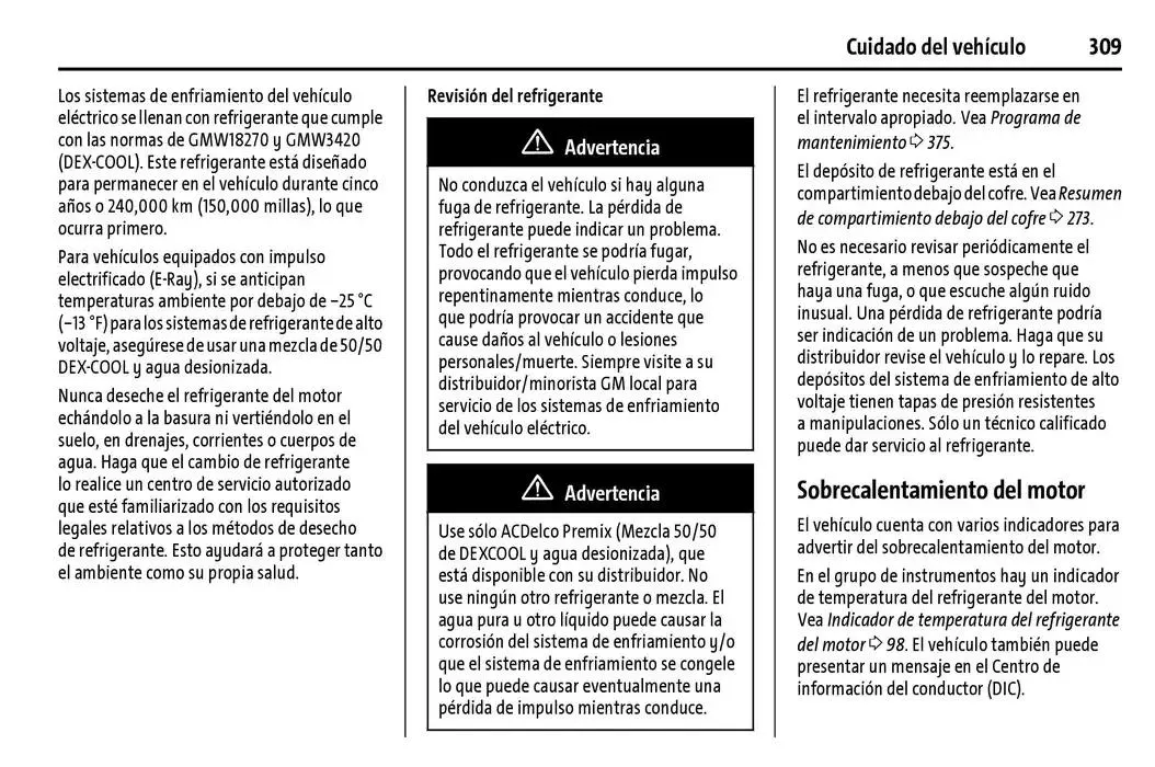 Catálogo de Chevrolet Corvette Stingray Manual del propietario 22 de enero al 31 de diciembre 2025 - Pagina 310