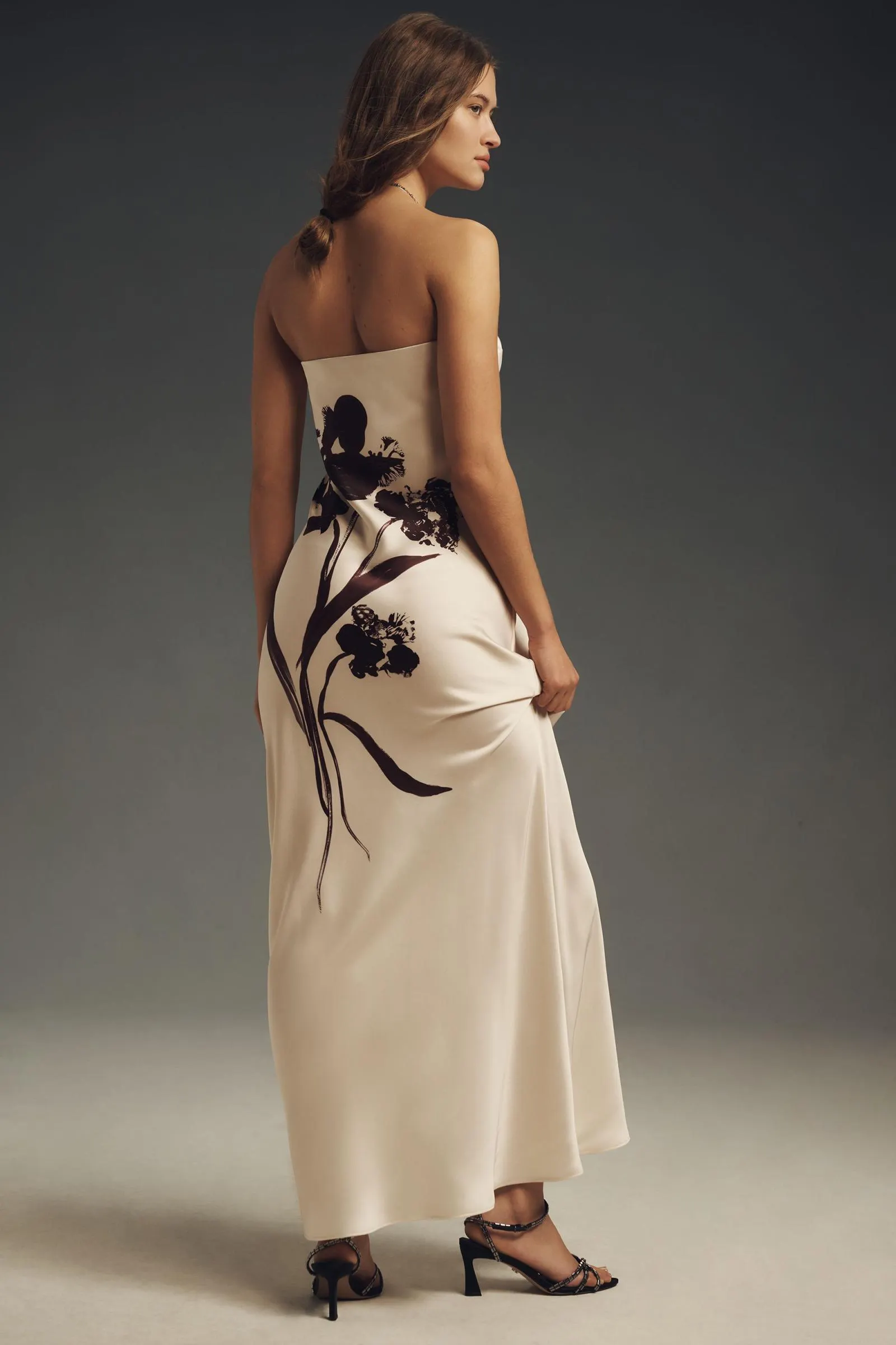 THE FLEUR Strapless Satin Maxi Slip Dress