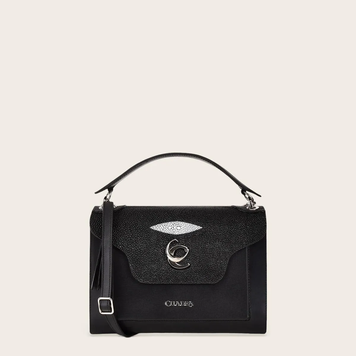 Bolso de mano en piel genuina de mantarraya