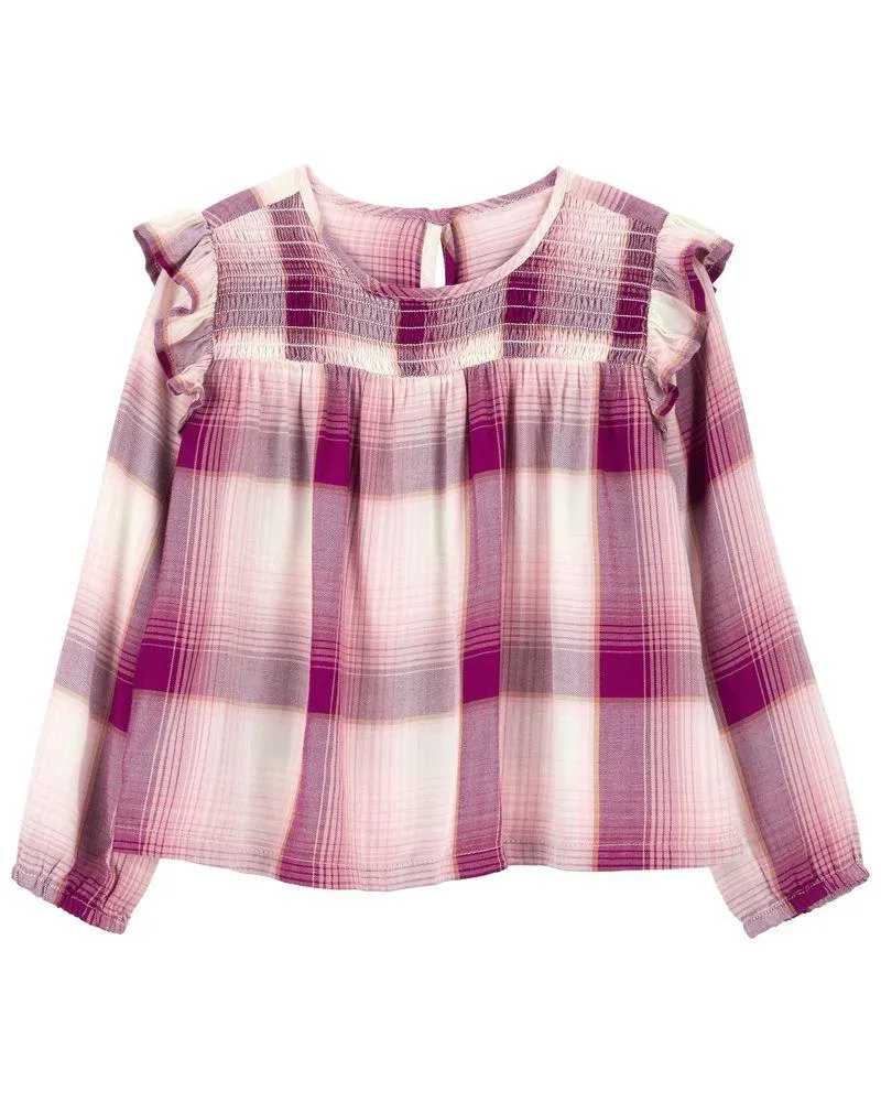 Blusa Corrugada Lenzing Ecovero A Cuadros Con Olanes Oshkosh B'Gosh