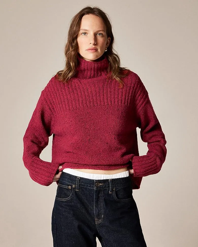 Ribbed turtleneck sweater in donegal wool blend