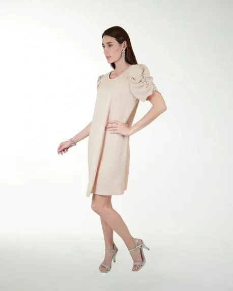 VESTIDO CASUAL LISO MANGA GLOBO