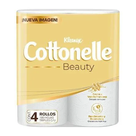 Papel Higiénico Cottonelle Beauty 4 Rollos de 180 Hojas Triples