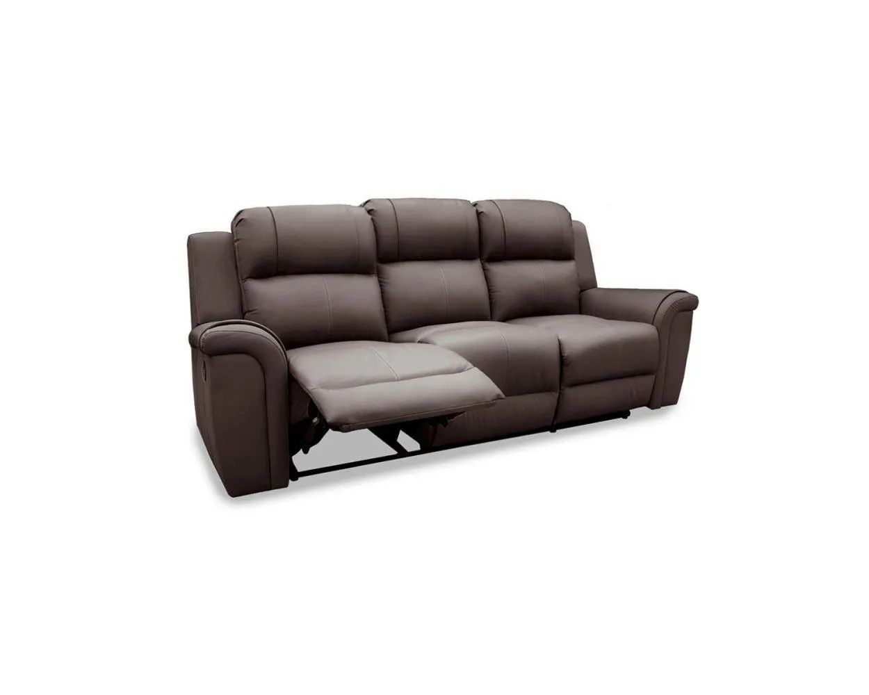 Sofá 3 Plazas Reclinable de Piel Helena Café