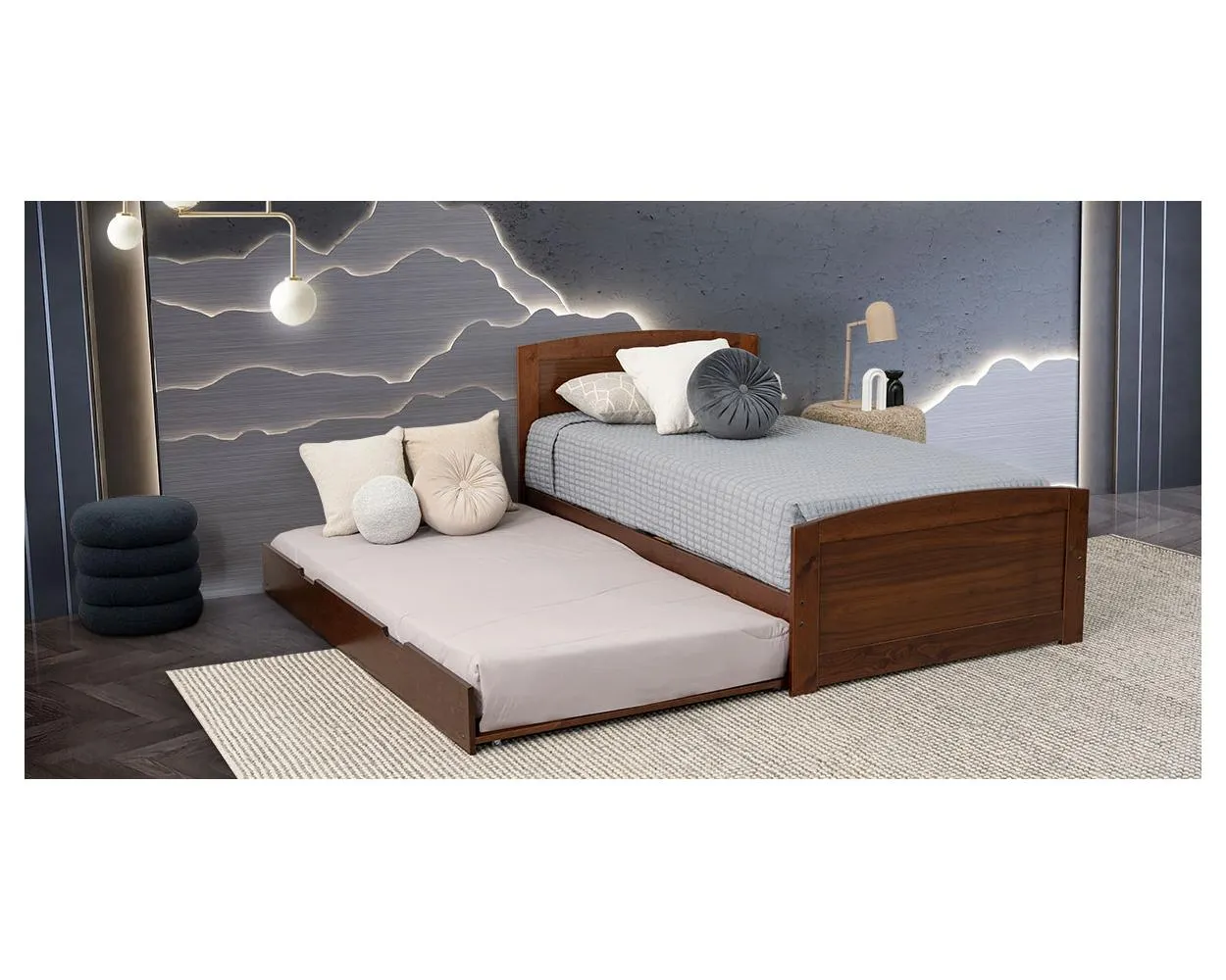 Cama Individual Con Cama Baja Tommy PL Café
