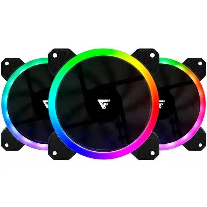 Kit 3 Ventiladores GAME FACTOR 120MM C/Control RGB 2 Tiras Led 30 CM FKG400
