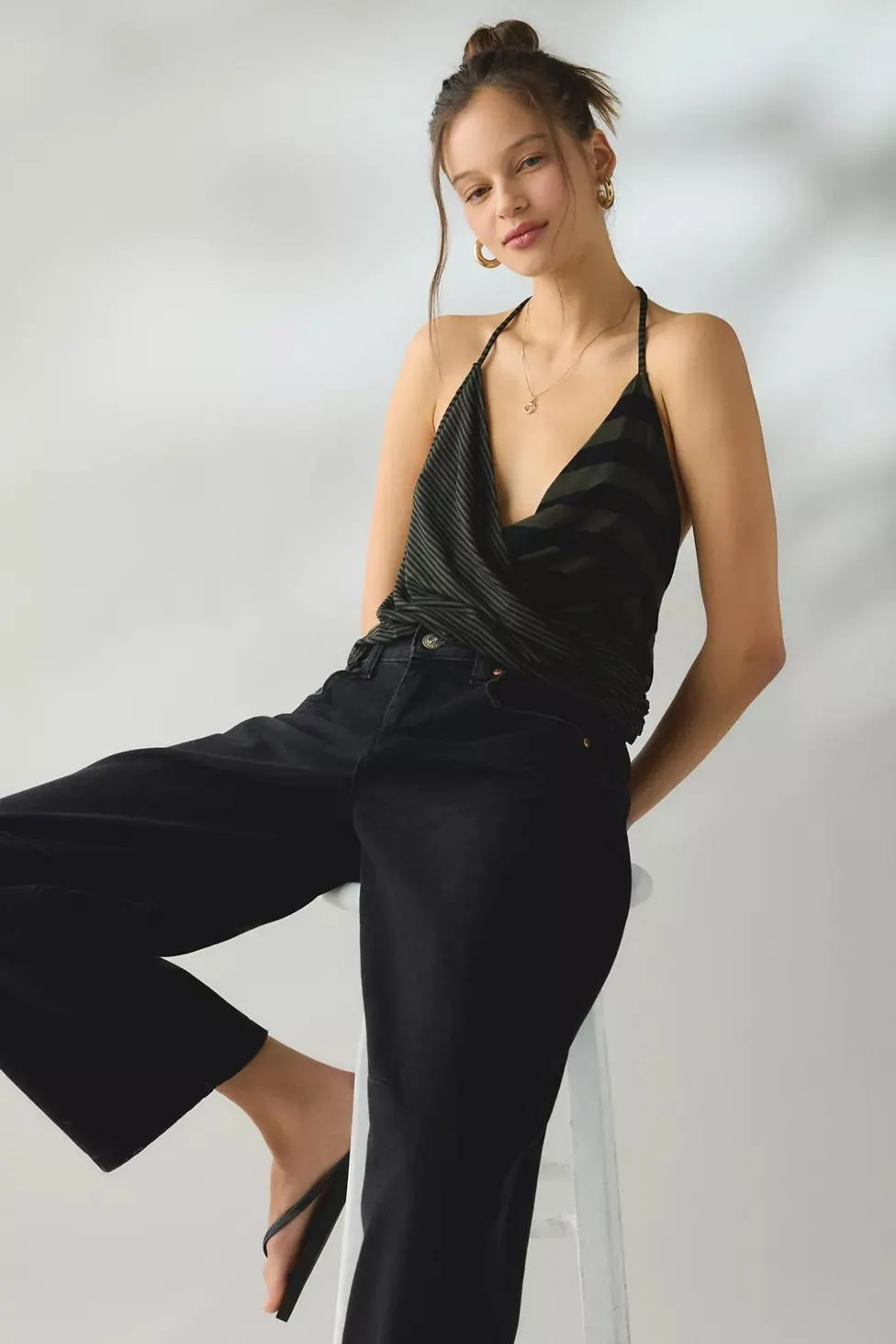 UO Charlie Draped Jersey Knit Surplice Halter Top