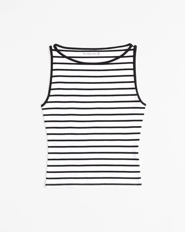 Cotton-Blend Seamless Fabric Boatneck Top