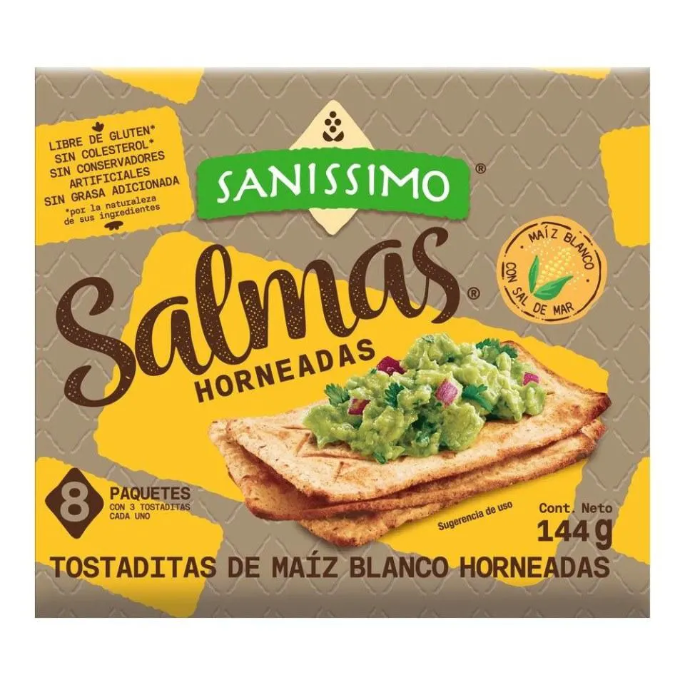 Tostadas de maíz Salmas horneadas 8 paquetes de 3 pzas c/u