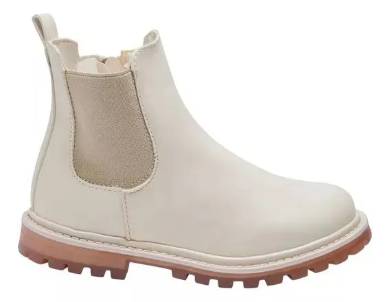 Botín Para Niña Aylin Hueso De Moda Con Resortes Fareli