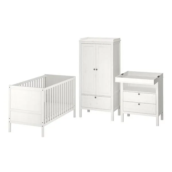Muebles para bebé, 3 piezas, blanco,
