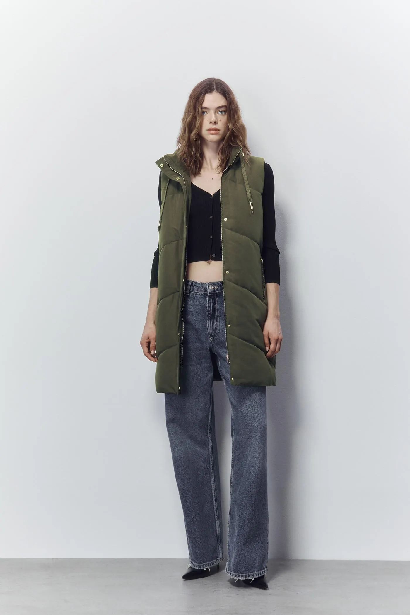 Chaleco largo cremalleras