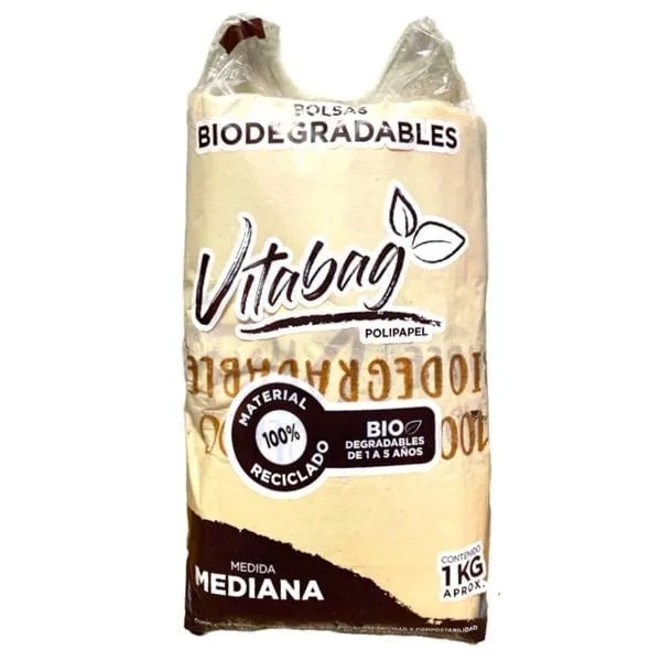 Bolsa Vitabag camiseta biodegradable polipapel mediana con 120 piezas