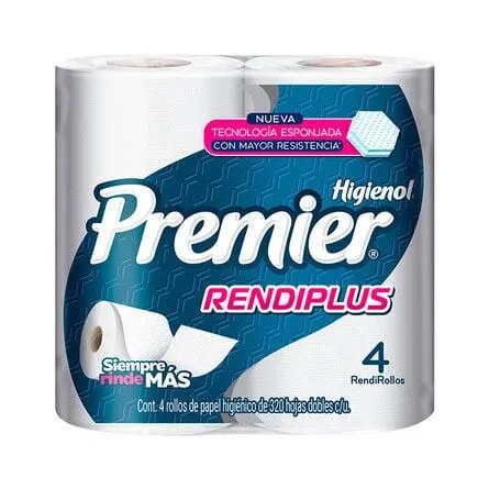 Papel Higiénico 300 HD Rendiplus Premier 4 Rollos