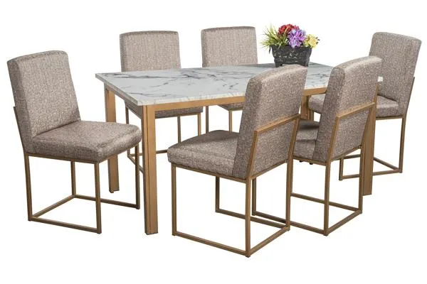 Antecomedor Tubular Soria Golden 6 Sillas