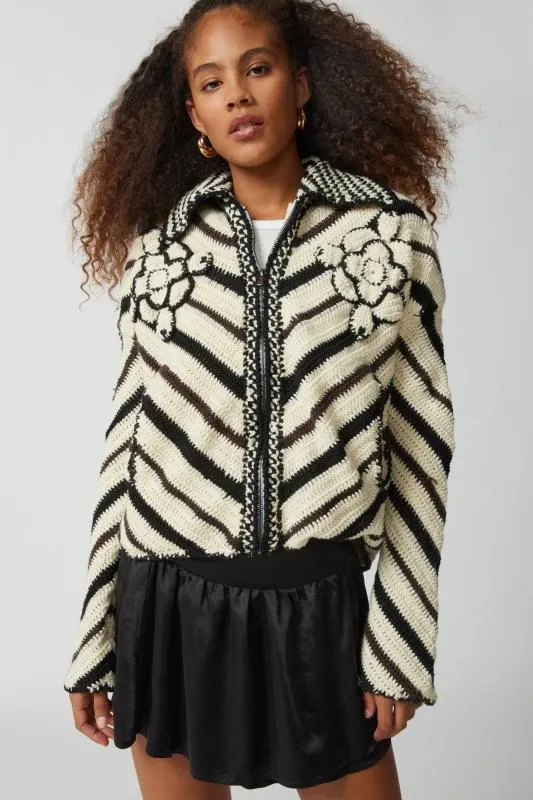 Mandinga Knit Diamond Zip-Up Jacket