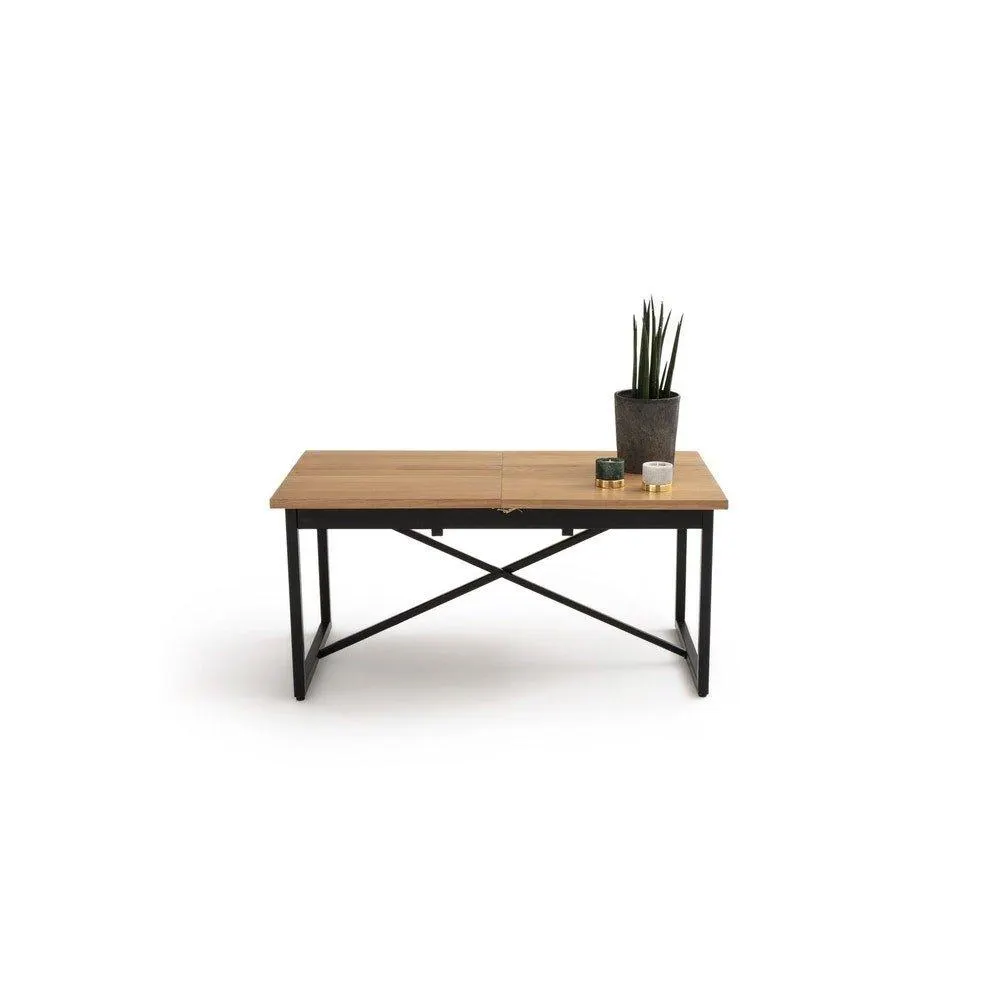 Rivera Extensible - Mesa de centro extensible estilo industrial en madera de encino