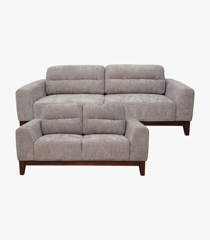 Sala Benelli de tela color Gris - Sofá y Love Seat