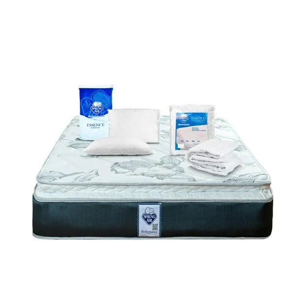 Paquete Colchon Matrimonial + 2 Almohadas + Cubre Colchon + Juego de Fundas y Osito Spring Air Smith