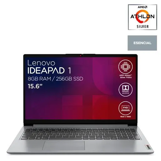 Laptop Lenovo IdeaPad 1 AMD Athlon Silver 15.6 pulg. 256gb SSD 8gb