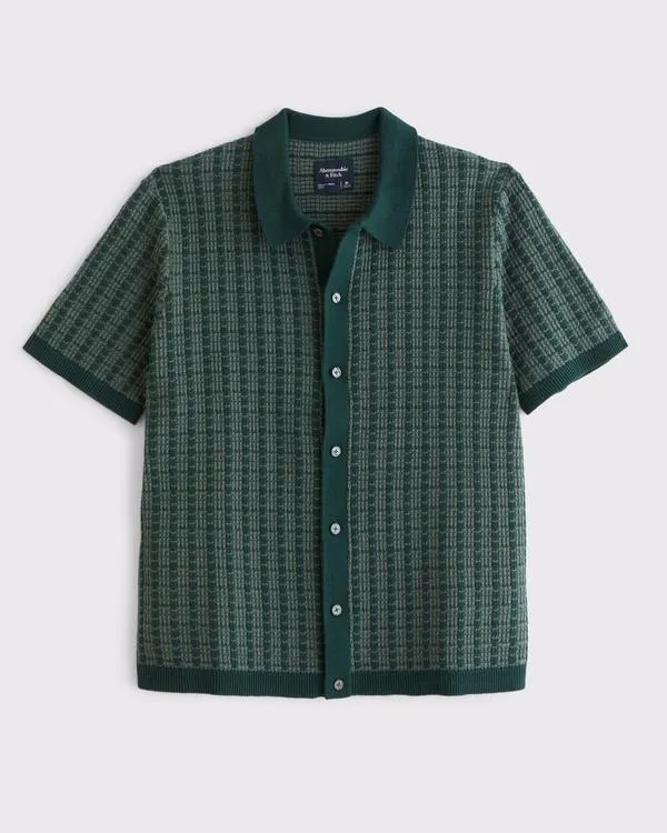 Contrasted Stitch Button-Through Sweater Polo