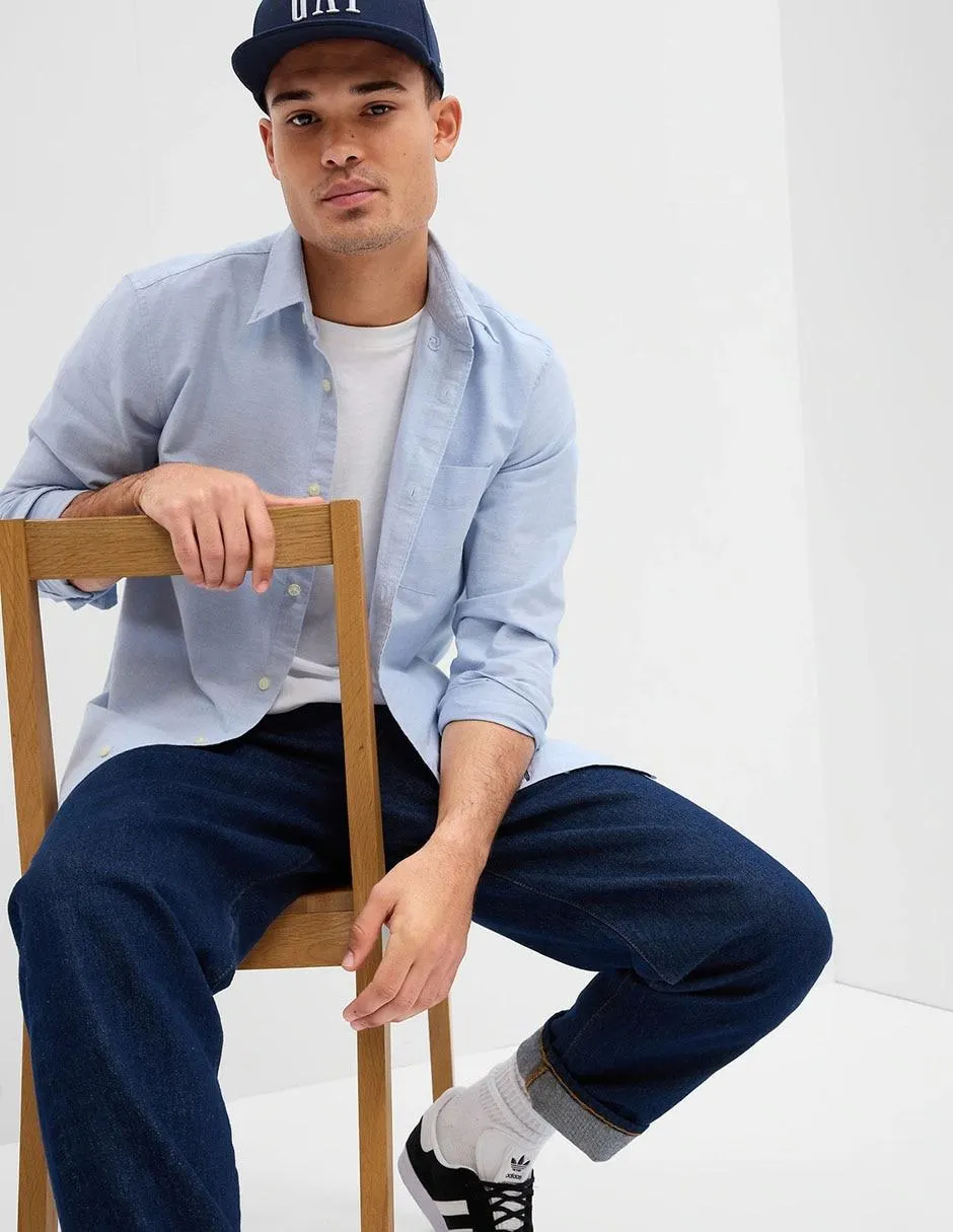 Camisa casual de algodón manga larga para hombre