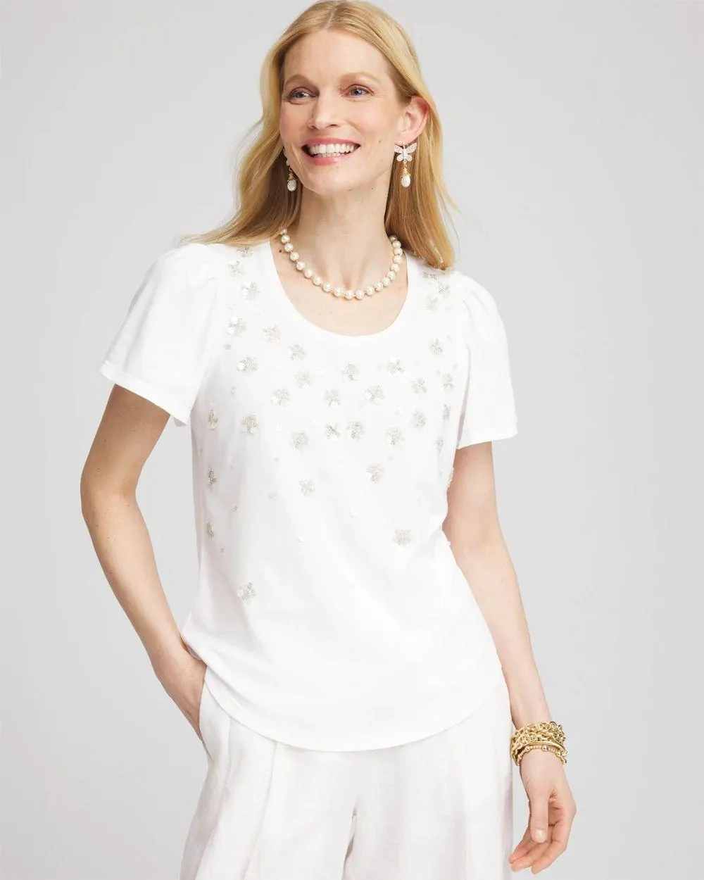 Embellished Flutter Sleeve Tee