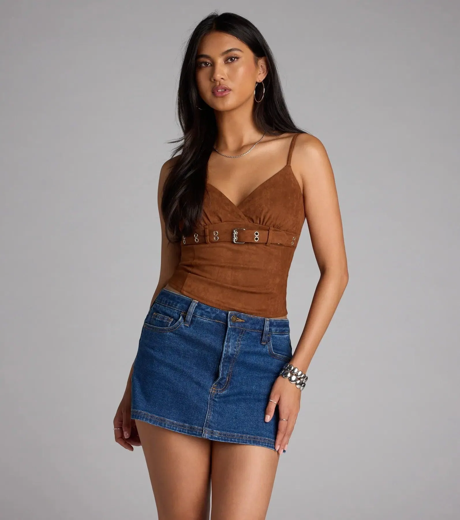 Serving Sass Faux Suede Crop Top