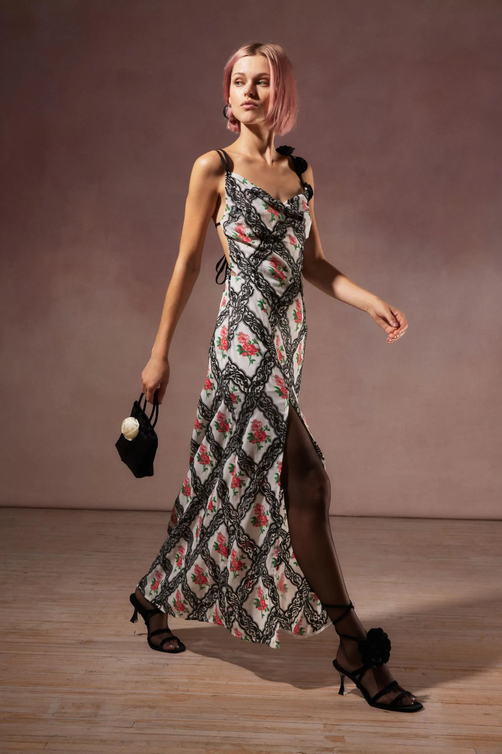 For Love & Lemons Vittoria Floral Strappy-Back Maxi Dress