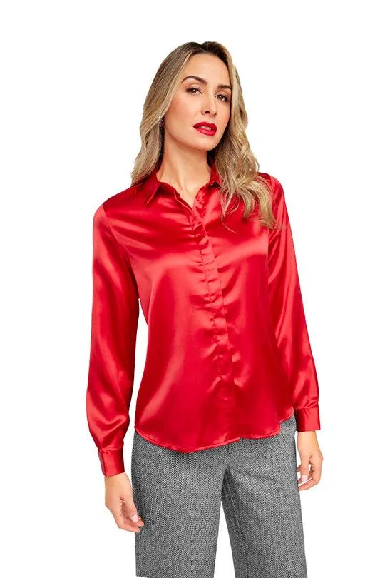 CAMISA ROJO Y DORADO DE SATIN 91554