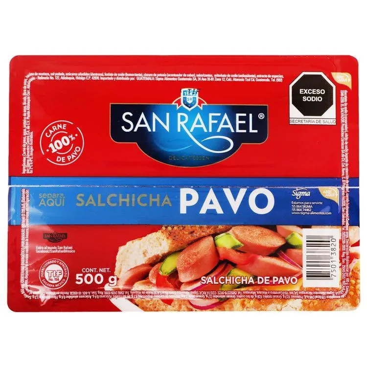 Salchicha San Rafael De Pavo 500 grs - San Rafael - 1 pieza