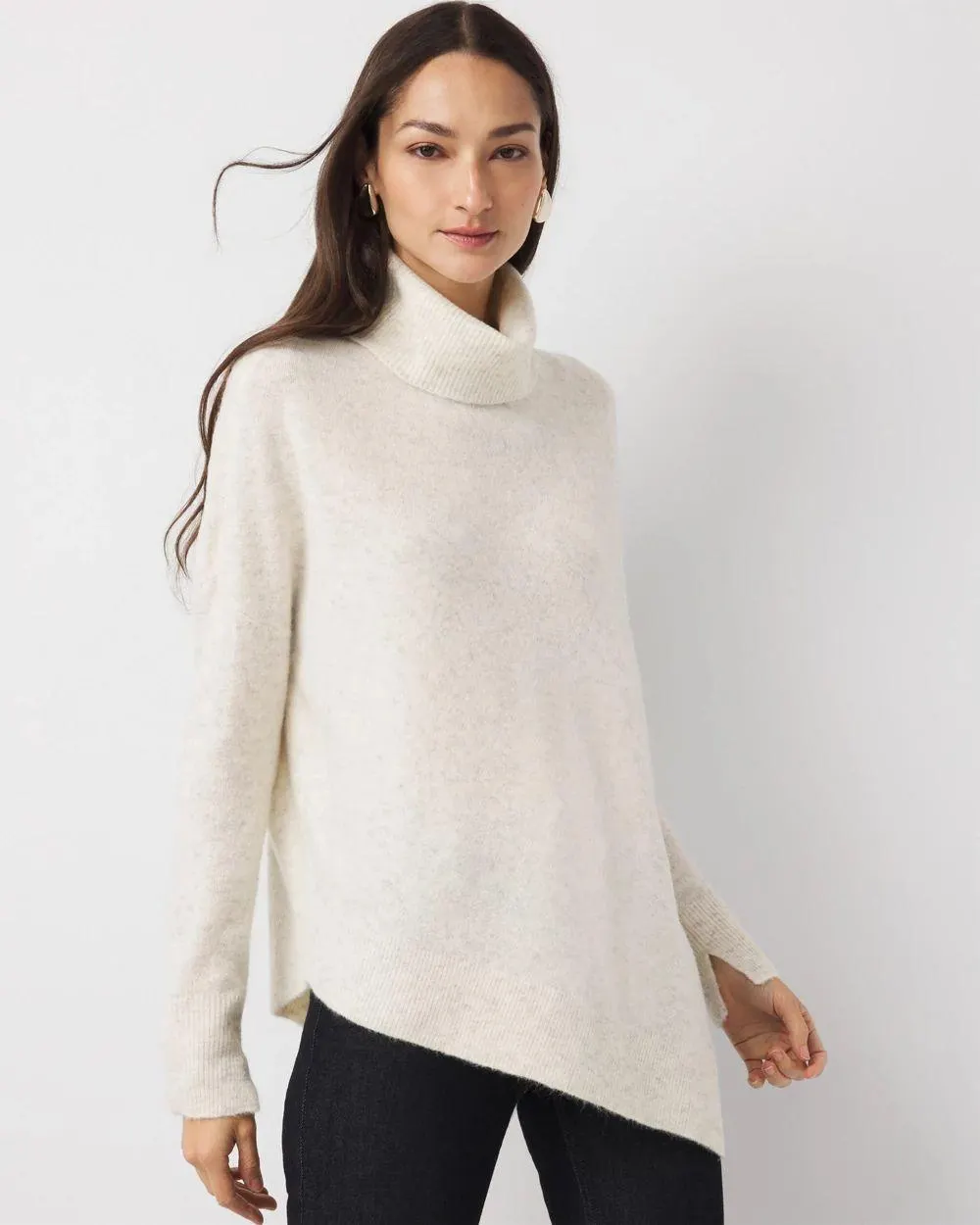 Asymmetrical Hem Turtleneck Sweater