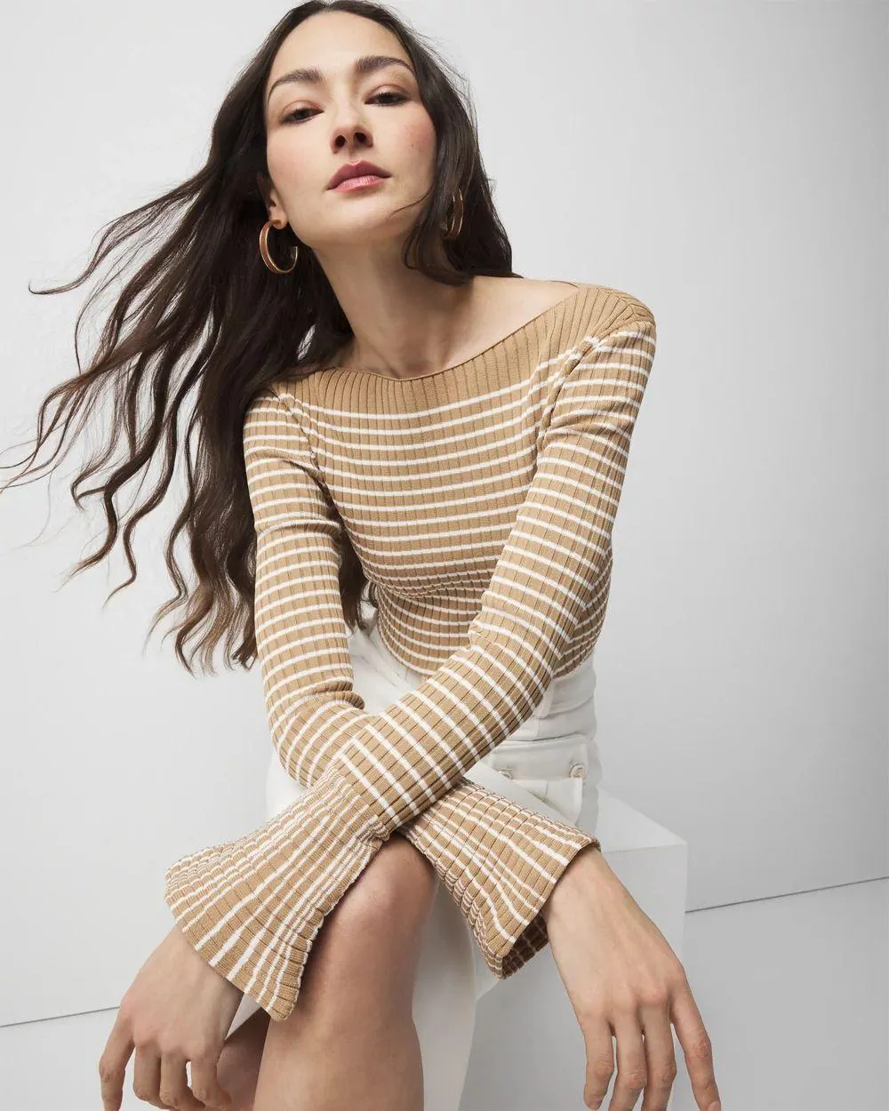 Striped Flared Cuff Sweater