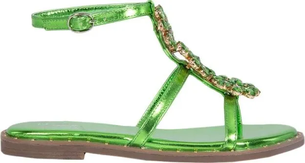 sandalia plana con pedrería