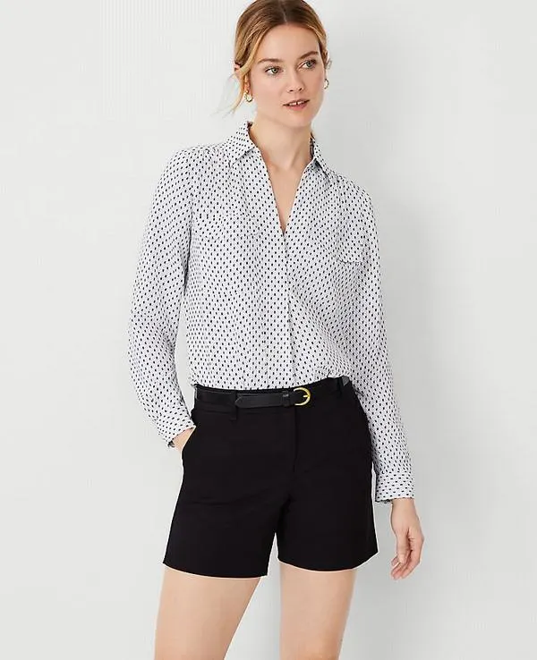 Camisas Ann Taylor Geo Camp Blancos | 518436-MVL