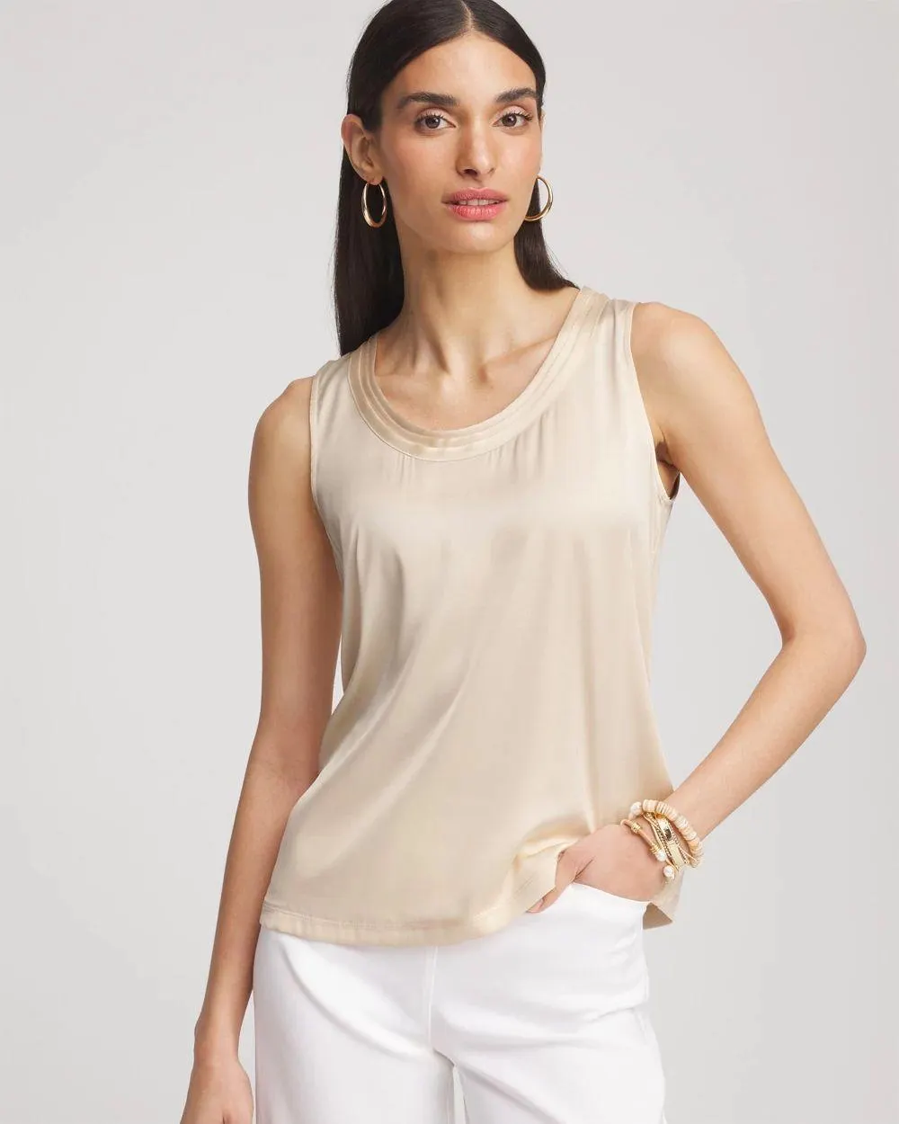 Touch of Cool ™ Jersey & Satin Tank Top