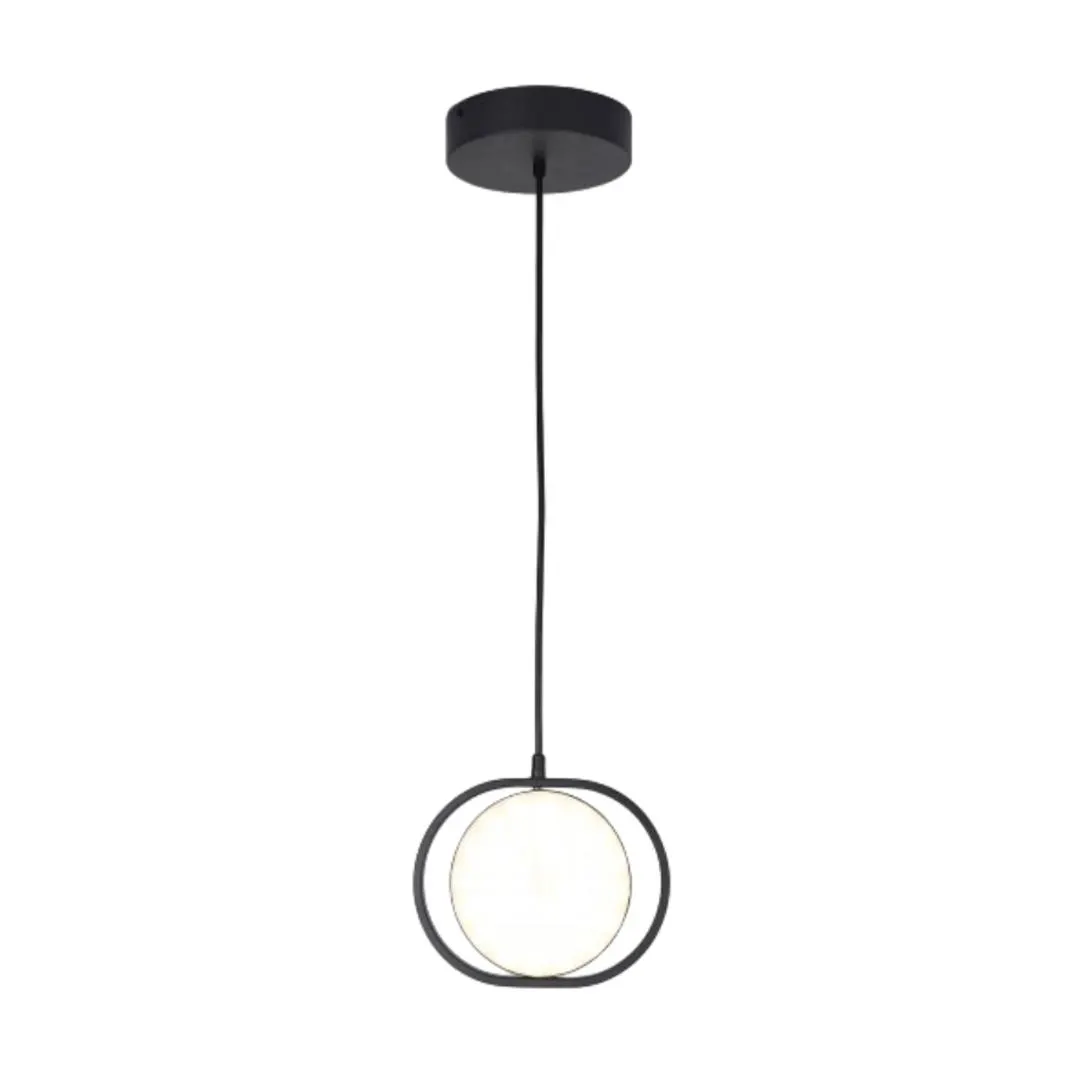 Lámpara colgante led de acero y acrilico en negro mate con cable de 3m