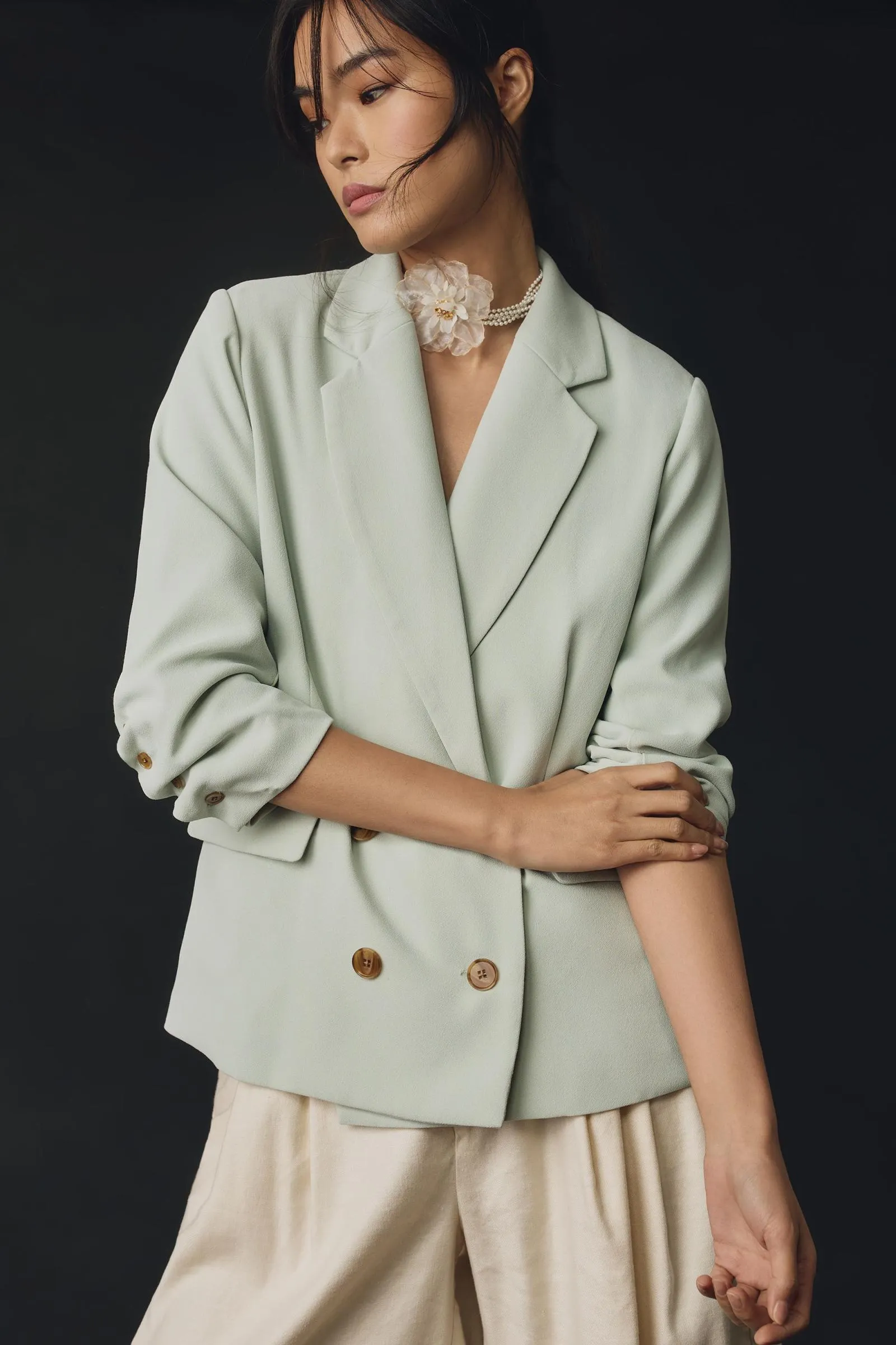 By Anthropologie Cinched-Sleeve Blazer