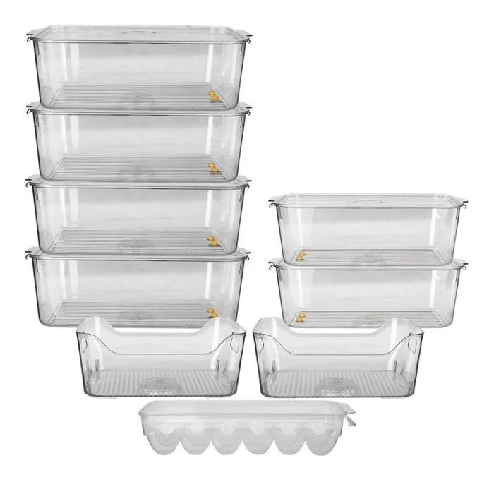 Juego de cajas organizadoras de plástico para refrigerador 9 piezas Home Sweet Home