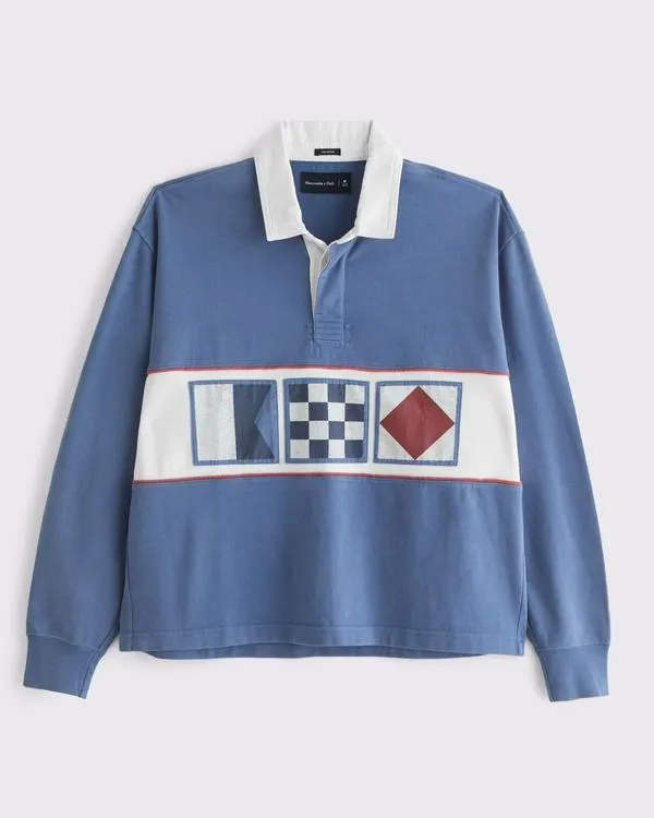 Long-Sleeve Cropped Rugby Polo