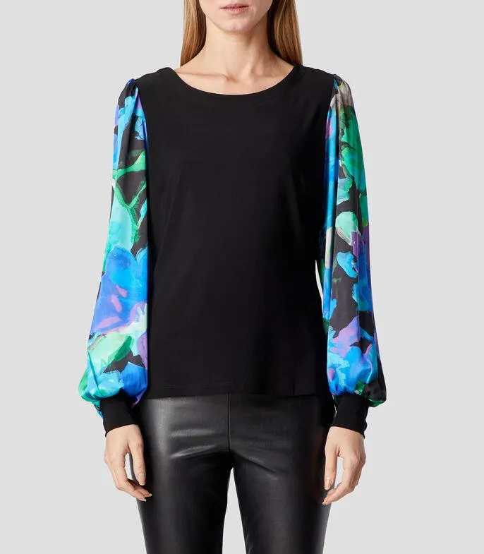 Blusa con manga larga estampada Mujer