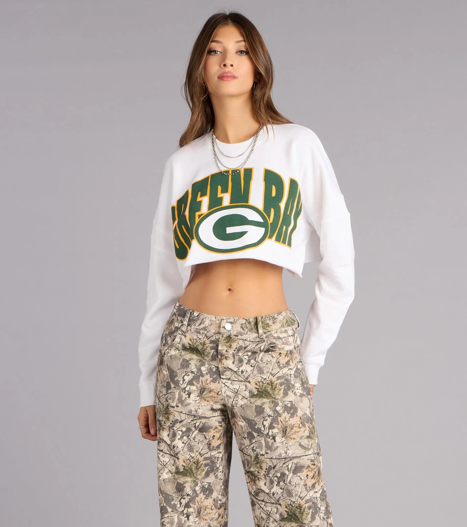 Ultra Game NFL Green Bay Packers Crop Sweatshirt