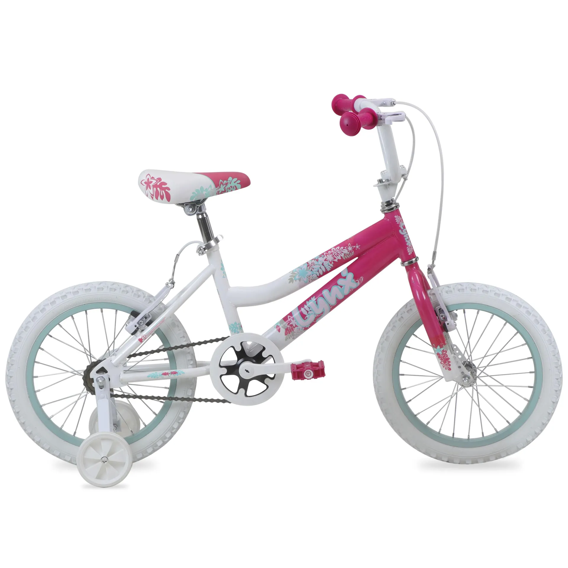 Bicicleta LYNX BMX R16 1V. Niña Frenos ”V” Ruedas Laterales Acero Rosa/Blanco Talla:UN