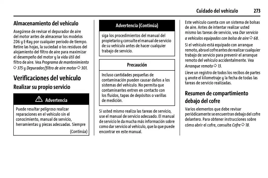 Catálogo de Chevrolet Corvette Stingray Manual del propietario 22 de enero al 31 de diciembre 2025 - Pagina 274