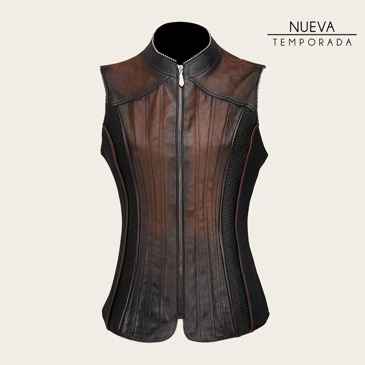 Chaleco para dama en piel genuina.